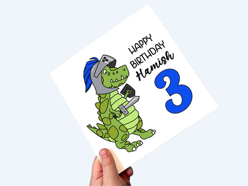Personalised dinosaur 3rd birthday card