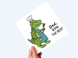 Personalised BBQ dinosaur card, perfect for Father's Day