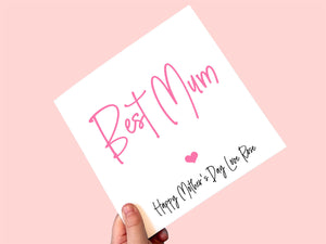 Personalised Best Mum Mother's Day Card