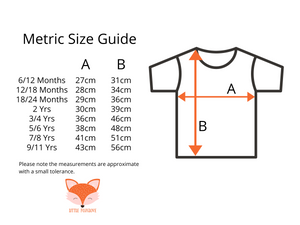 Children's metric size guide