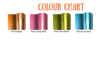 Load image into Gallery viewer, Colour chart of foil colours for Wild One T-shirt