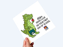 Load image into Gallery viewer, Personalised Dinosaur First Day of School Card