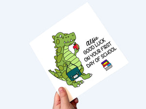 Personalised Dinosaur First Day of School Card