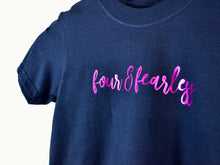 Load image into Gallery viewer, Four &amp; Fearless Slogan 4th Birthday T Shirt, close up
