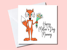 Load image into Gallery viewer, Fox with flowers, personalised Happy Mother&#39;s Day card