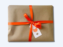 Load image into Gallery viewer, Kraft brown paper with luxury orange satin ribbon