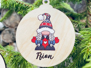 Girl Christmas gnome gonk personalised decoration