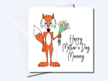 Load image into Gallery viewer, Happy Mother&#39;s Day Card from Son, Fox with Bunch of Flowers