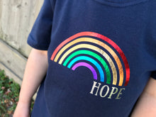 Load image into Gallery viewer, Rainbow of hope t-shirt, close up