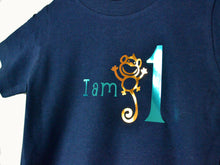 Load image into Gallery viewer, I am age monkey birthday t-shirt, close up