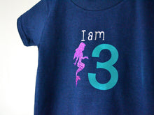 Load image into Gallery viewer, I am age mermaid birthday t-shirt, close up