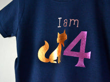 Load image into Gallery viewer, I am age fox birthday t-shirt, close up