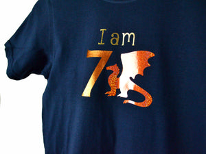 I am age dragon birthday t-shirt, close up