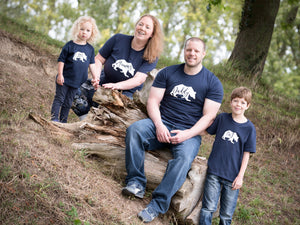 Mummy, Daddy, Big and Little Bear T-shirts modelled by family