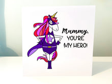 Load image into Gallery viewer, Mummy You&#39;re My Hero, Personalised Mother&#39;s Day Card on desk