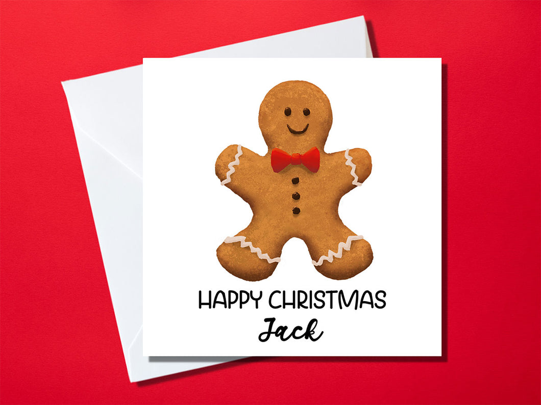 Personalised Gingerbread Man Christmas card