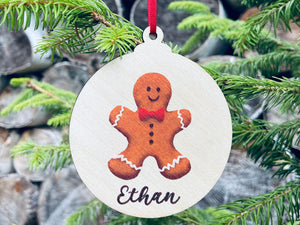Gingerbread man personalised wooden Christmas decoration