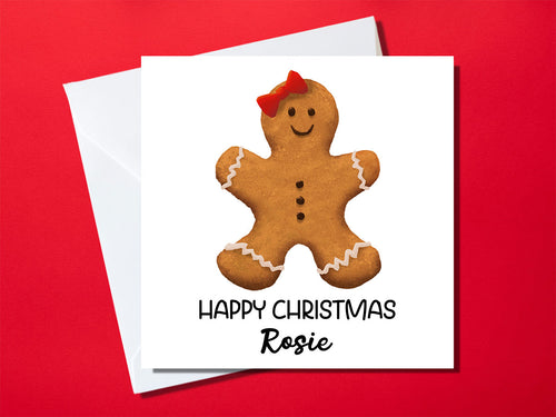 Personalised girls gingerbread Christmas card
