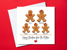Load image into Gallery viewer, Personalised large family Christmas card with gingerbread men design