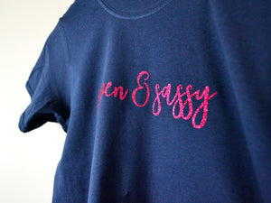 Seven & Sassy Slogan 7th Birthday T Shirt, close up