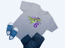Load image into Gallery viewer, Superhero dinosaur t-shirt, personalised with age