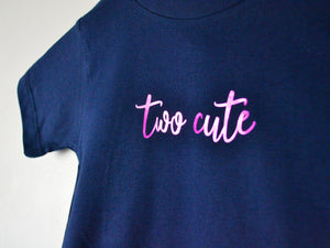Two Cute Slogan 2nd Birthday T Shirt, close up